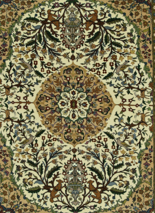 Elegant 'SERENADE' carpet featuring symmetrical floral patterns and rich color palette, perfect for luxurious interiors.