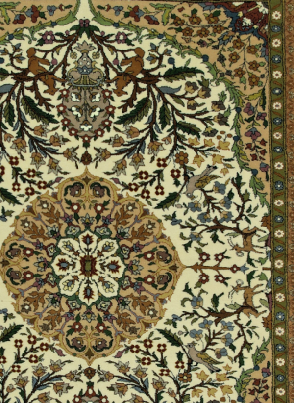 Elegant 'SERENADE' carpet featuring symmetrical floral patterns and rich color palette, perfect for luxurious interiors.